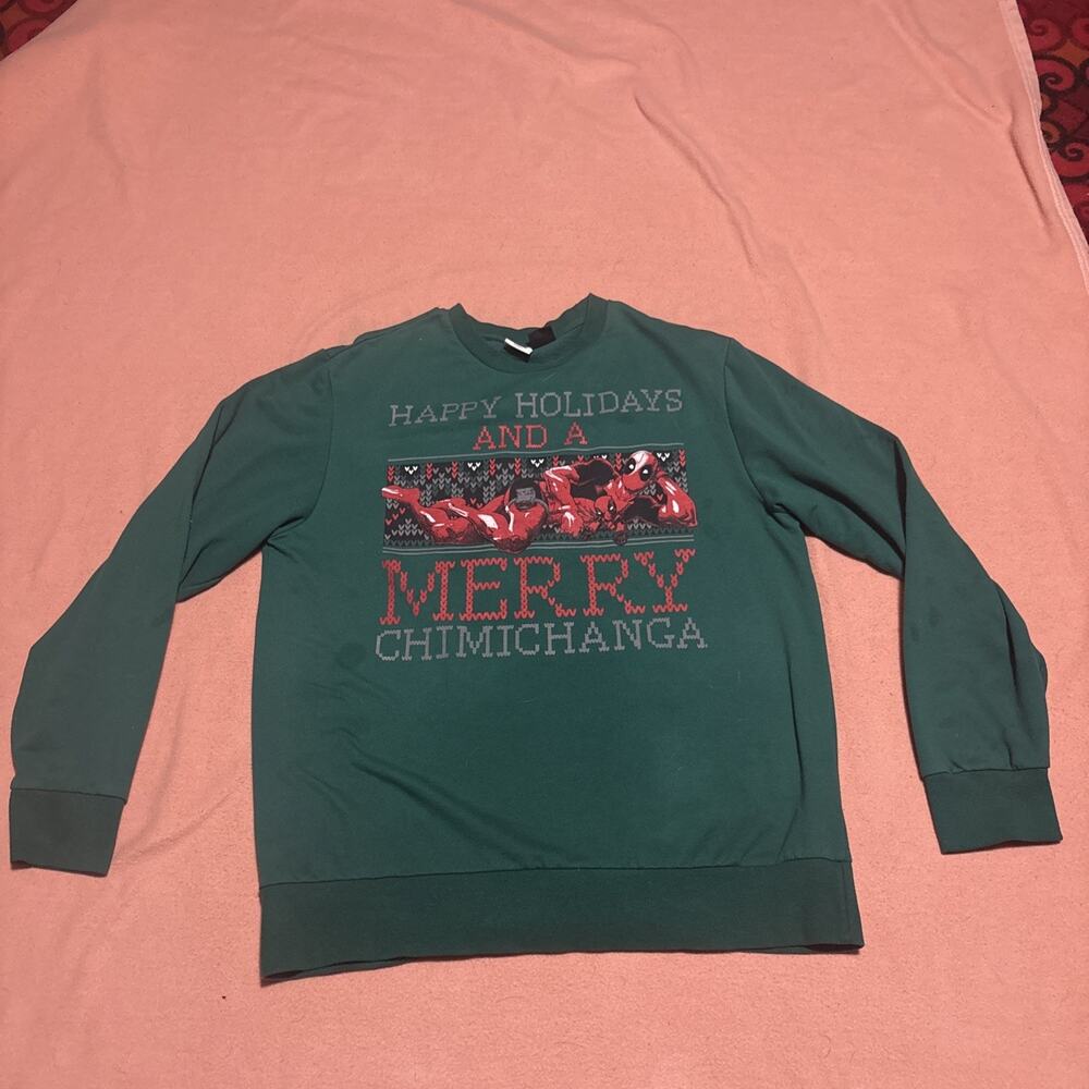 Deadpool Marvel “happy Holidays And A Merry Chimichanga” Crewneck Size Large